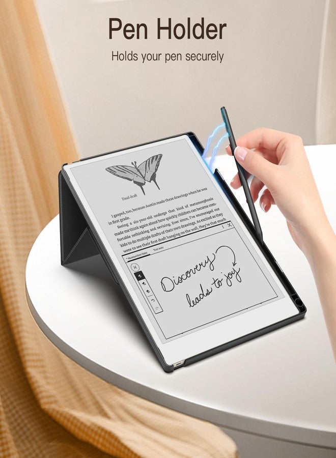 موكو جراب MoKo الحامل لجهاز Remarkable Paper Pro 2024 مقاس 11.8 بوصة - غطاء ثلاثي الطيات من الجلد الفاخر مع حامل قلم، خاصية التشغيل/الإيقاف التلقائي لجهاز Remarkable Pro مقاس 11.8 بوصة، أسود - Image 3